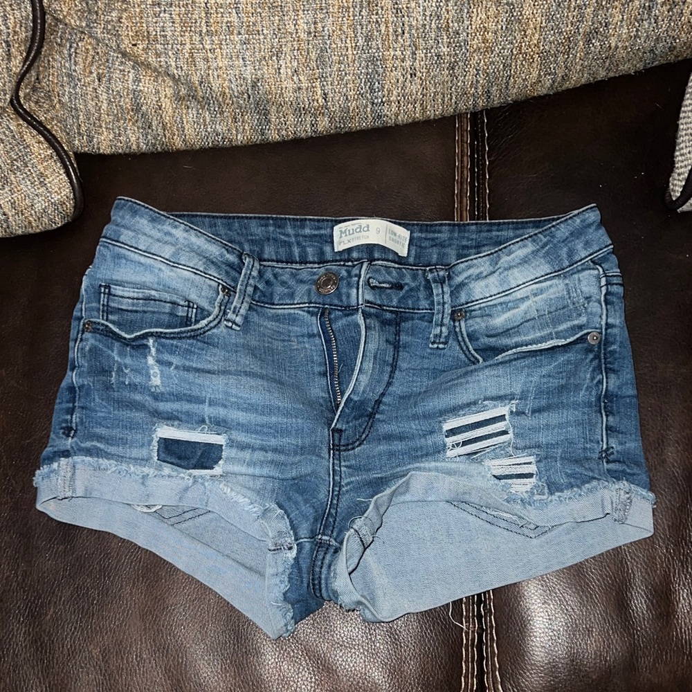 Mudd FLX Stretch Jeans Women's Distressed Blue Jean Shorts
